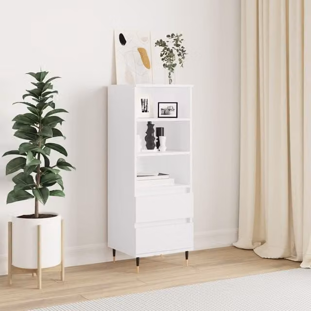 Berkfield Home White Highboard in Matt Engineered Wood, W/D/H: 40 x 36 x 110 cm