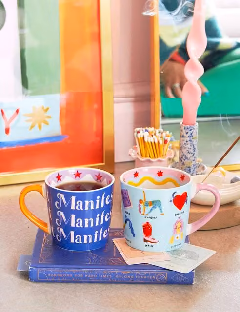 Eleanor Bowmer Set of 2 Daily Reminders and Manifest Bone China Mugs, Multicolour