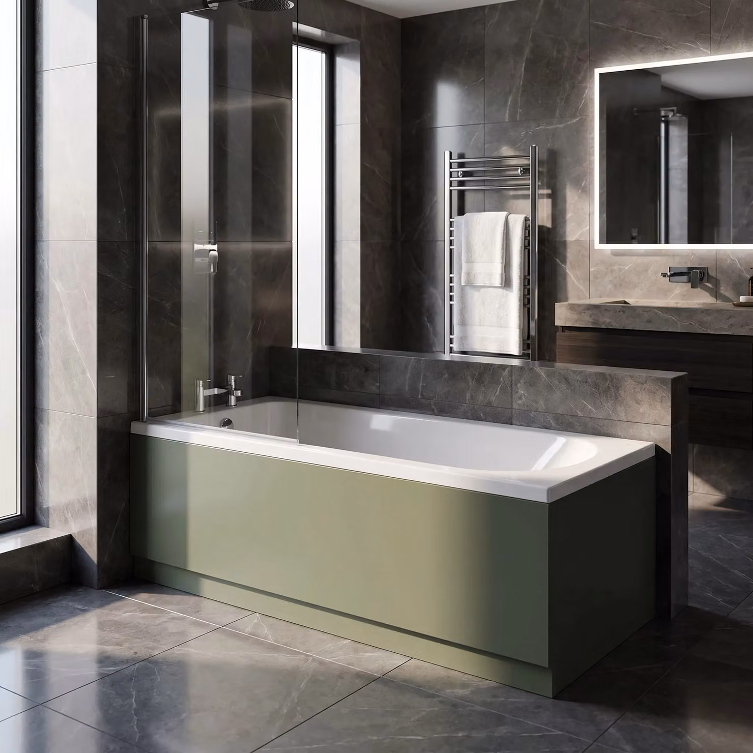 Balterley MDF Bath Front Panel and Plinth in Green – 3