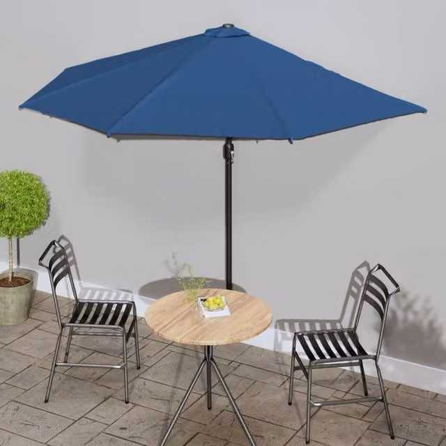Berkfield Home Blue Balcony Parasol with Aluminium Pole, W: 300 cm, D: 155 cm, H: 223 cm