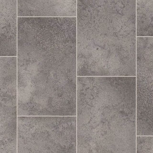 Elevated Vinyl Flooring Grey Stone Tile Effect Non Slip 2.8mm, W x D: 200 x 200 cm