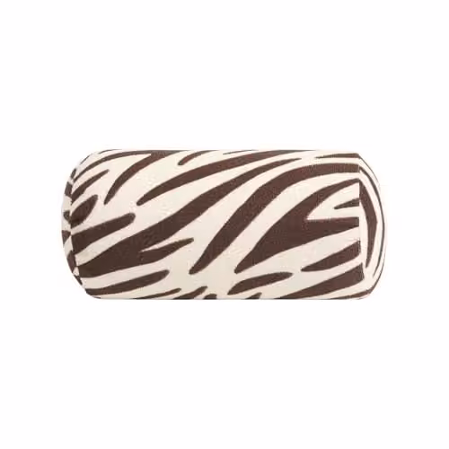 OHS Zebra Print Inflatable Travel Bolster Cushion with Soft Microfibre Cover, Brown, W/D/H: 36 x 16 x 16 cm