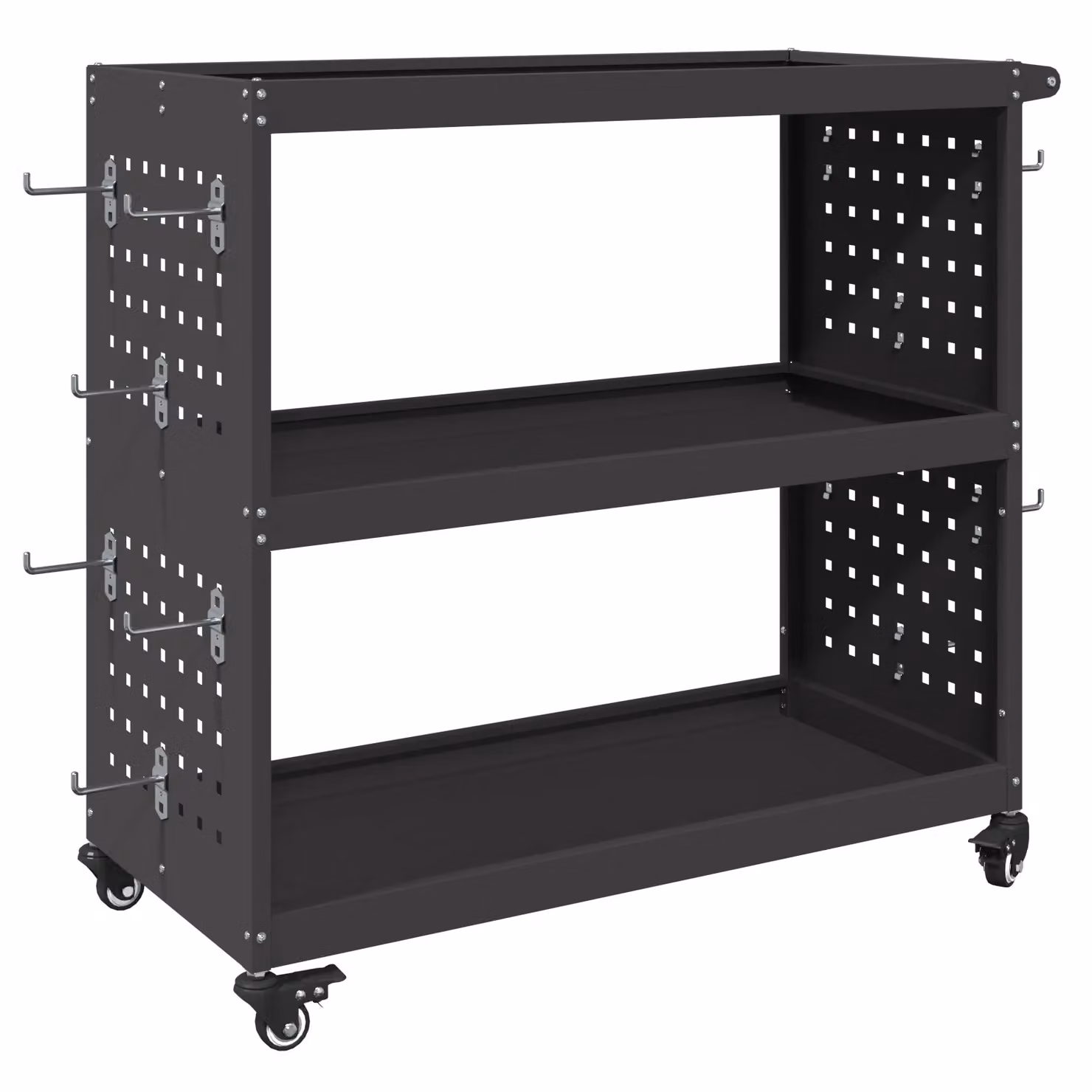 Berkfield Metal Tool Trolley with Shelf and Wheels in Black – 2