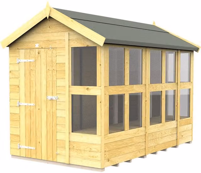 DIY Sheds Apex Potting Shed in Green, Tanalised Pressure Treated Wood with Gable Roof and Window