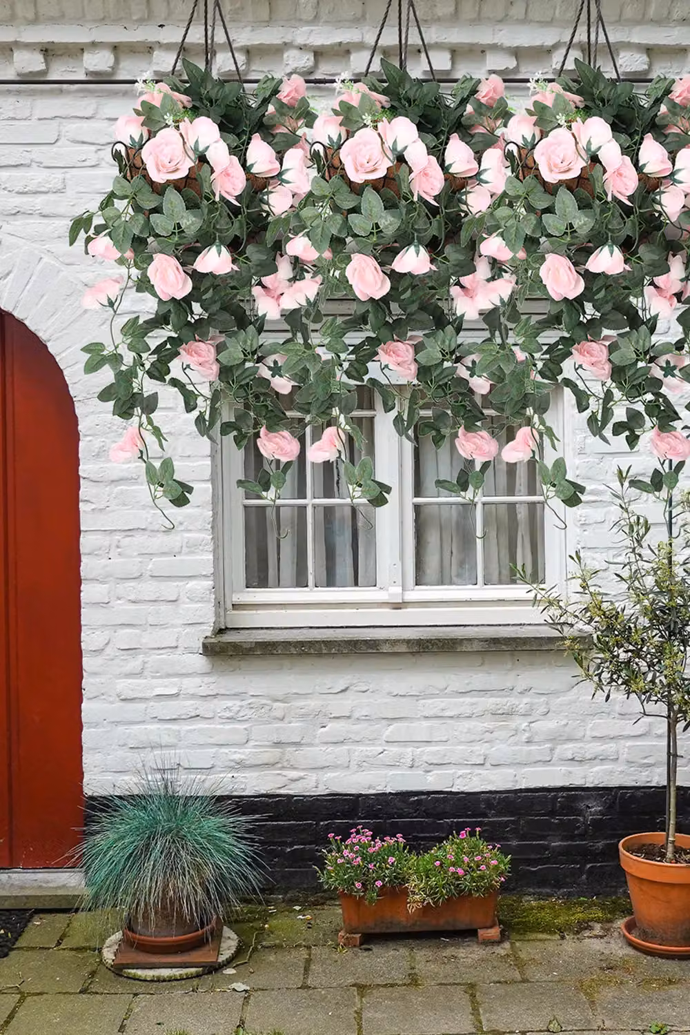 Neel Blue Pink Artificial Rose Garland Vine with 18 Flowers, 110 cm Length – 5