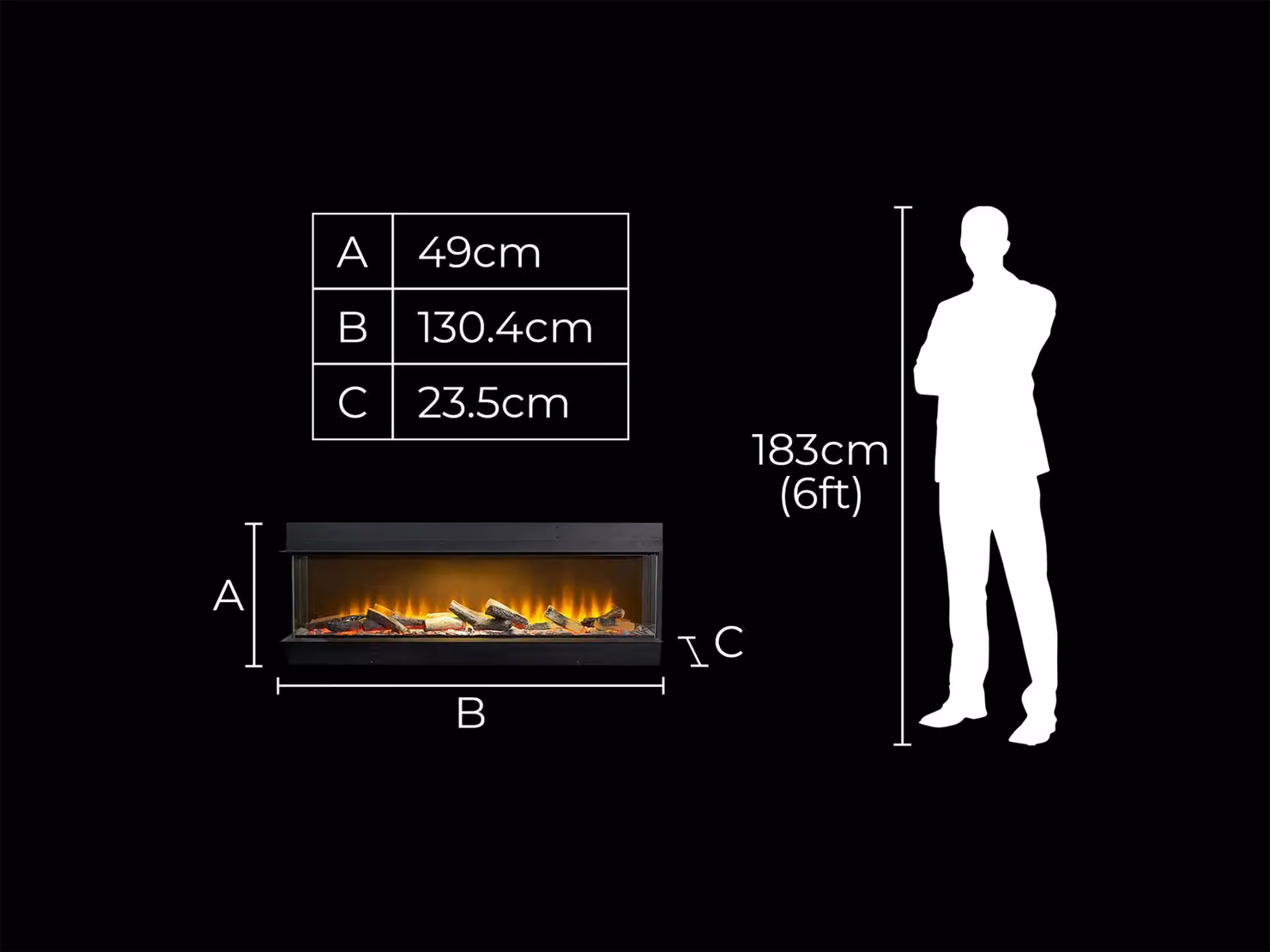 Acantha Aspire 125 Corner View Media Wall Electric Fire in Black – 6