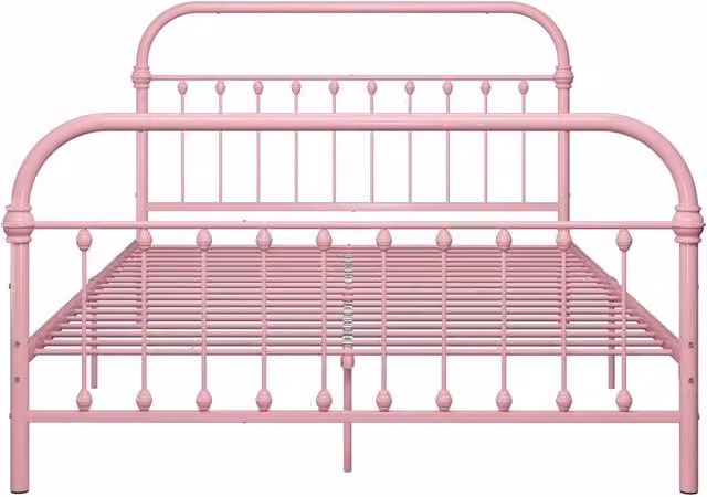 Berkfield Home Elegant Metal Bed Frame in Pink, W: 140 cm, L: 200 cm