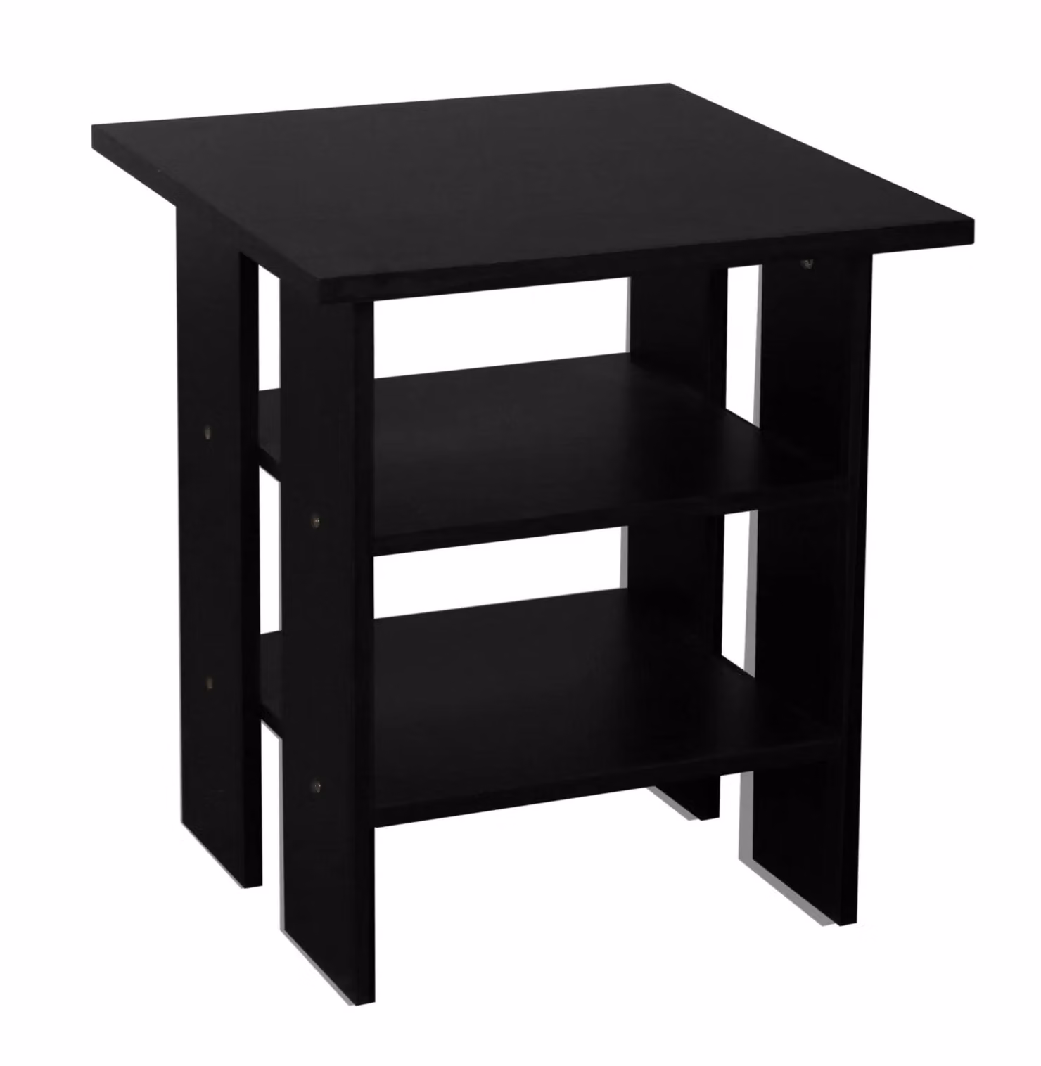 EONLION 2-Tier Wooden End Table and Nightstand with Storage, Black, W/D/H: 39.5 x 39.5 x 45.0 cm – 2