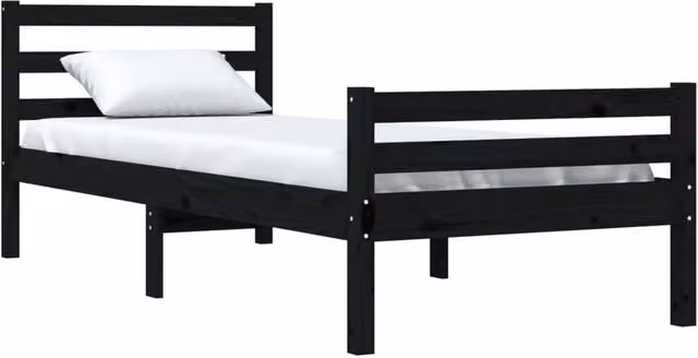 Berkfield Home Beautiful Black Solid Pine Wood Bed Frame W/D/H: 205.5 x 100 x 69.5 cm – 1