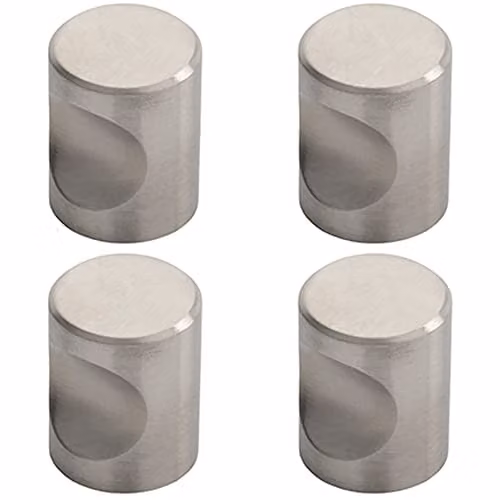 Loops 4 Pack Brushed Stainless Steel Cylindrical Cupboard Door Knobs in Silver