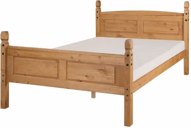 Mercers Furniture Corona Double Bed Frame in Solid Pine Wood with Antique Wax Finish, W/D/H: 140 x 200 cm