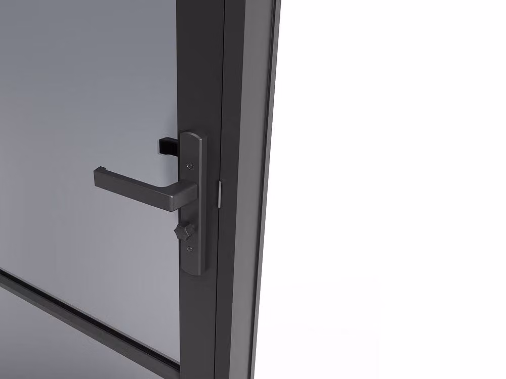 Vente-unique Reversible Modern Swing Door in Black Aluminium and Smoked Glass, H: 204 cm, W: 73 cm – 4