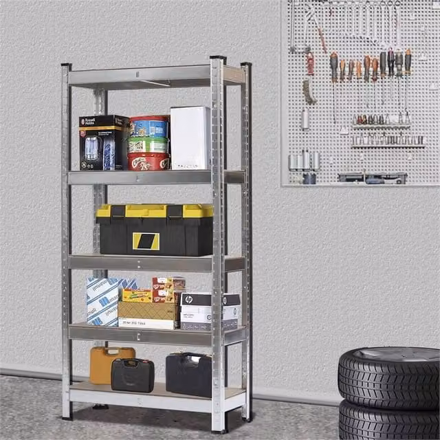 EONLION Heavy Duty 5 Tier Metal Storage Racking in Silver, W/D/H: 50 x 50 x 150.1 cm – 1