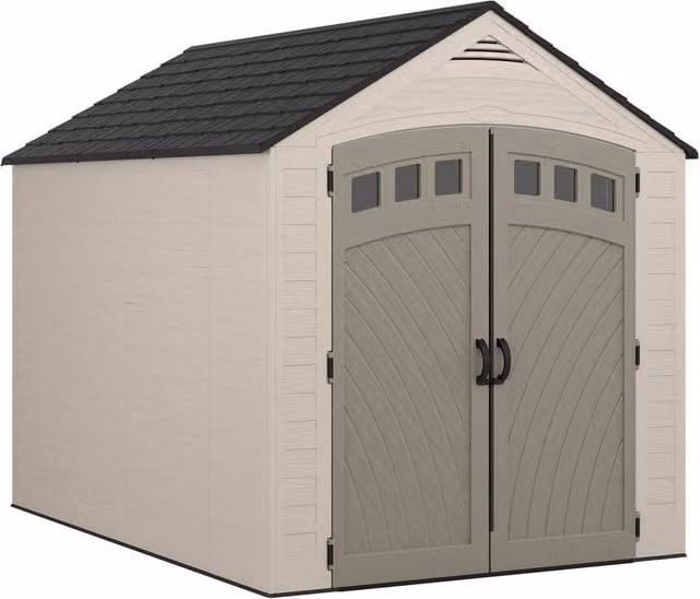 Rowlinsons Vista Resin Shed in Grey with Double Doors and Window, L308 x W224 x H249 cm