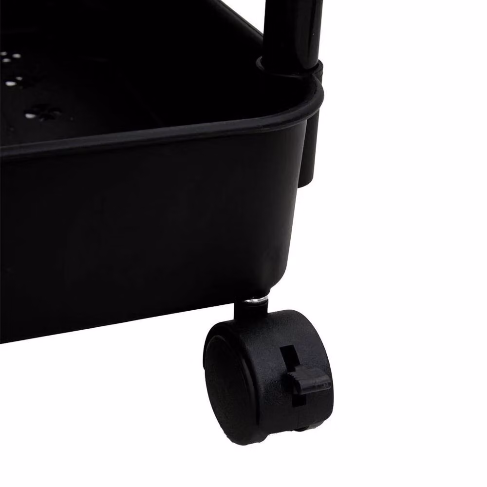 EONLION A-3 Tier Plastic Storage Shelf Rack with Wheels in Black – 5