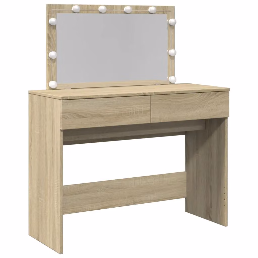 Berkfield Home Modern Sonoma Oak Dressing Table with LED in Brown, W/D/H: 100 x 40 x 120 cm – 2