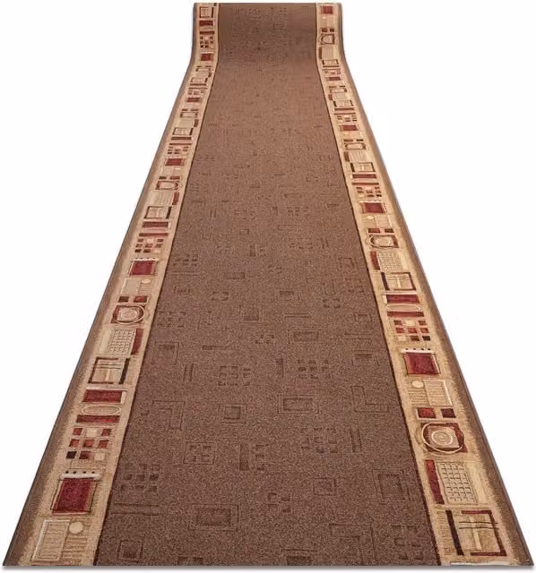 RugsX Jena Anti-Slip Runner in Brown, W/D/H: 100 x 440 x 0.35 cm