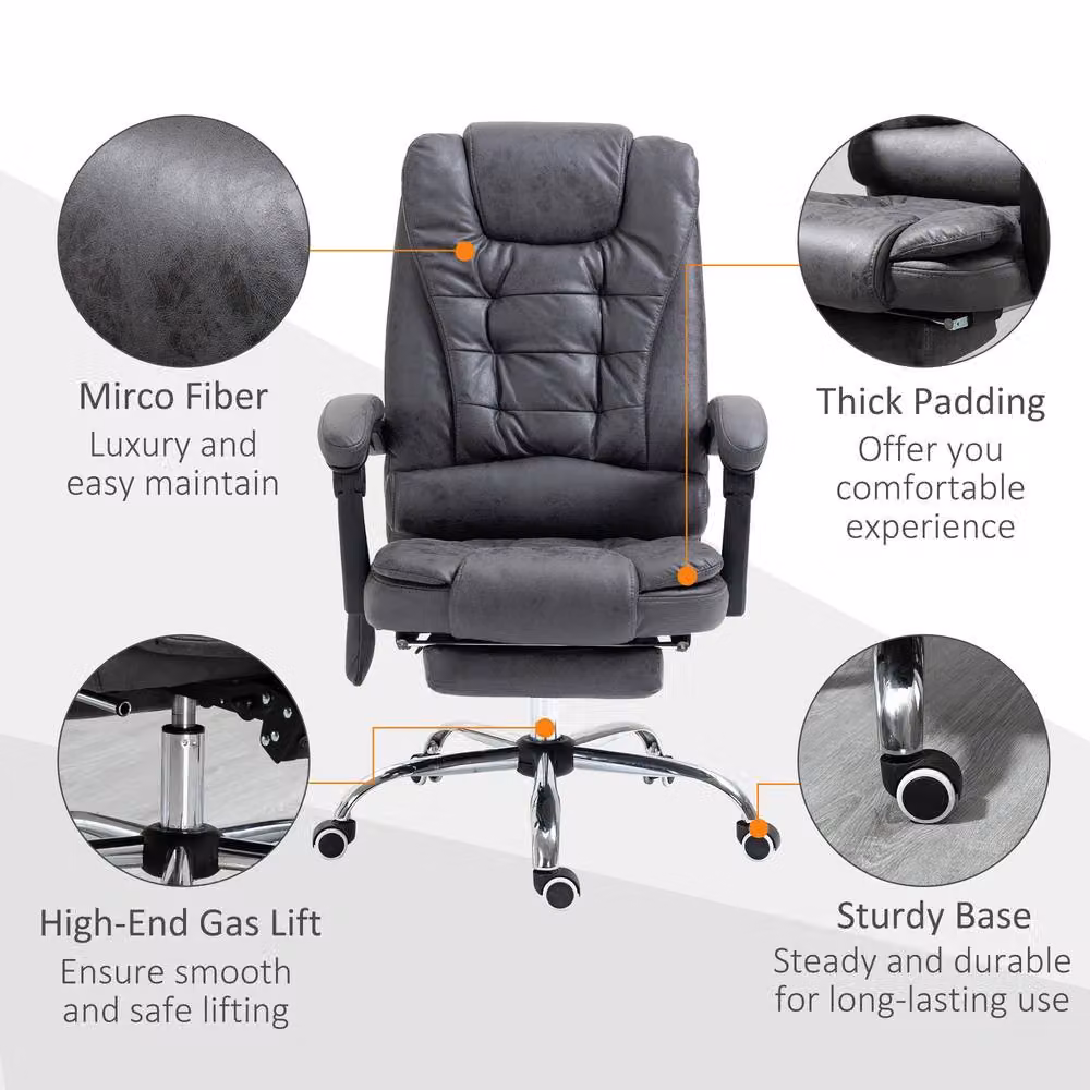 ERGOVEXA Executive Office Chair with 6 Point Massage, Back Heat and Headrest in Dark Grey – 6