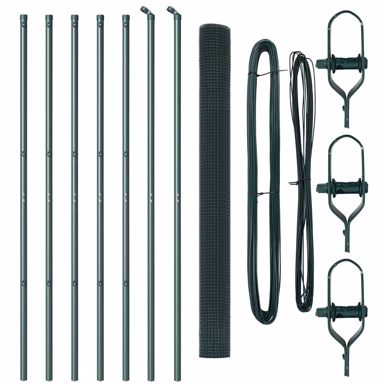 Berkfield Home Green Steel Welded Wire Fence with 7 Posts, W: 10 m, H: 1.6 m – 3