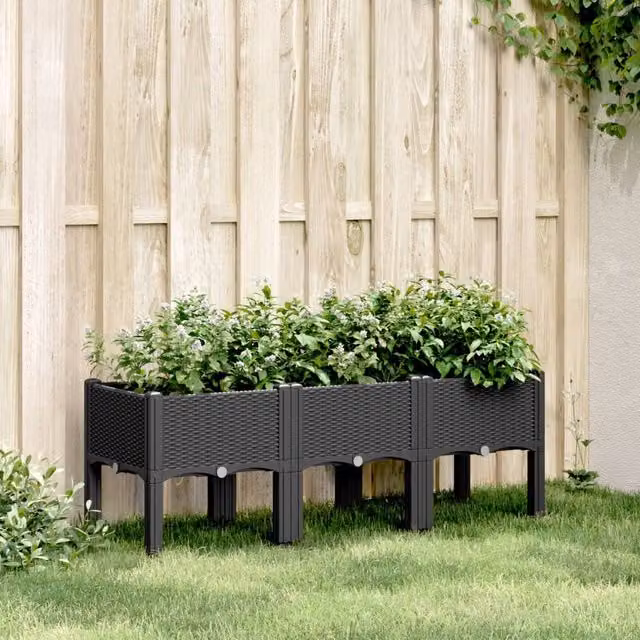 Berkfield Home Garden Planter with Legs in Black, W/D/H: 120 x 40 x 42 cm – 1