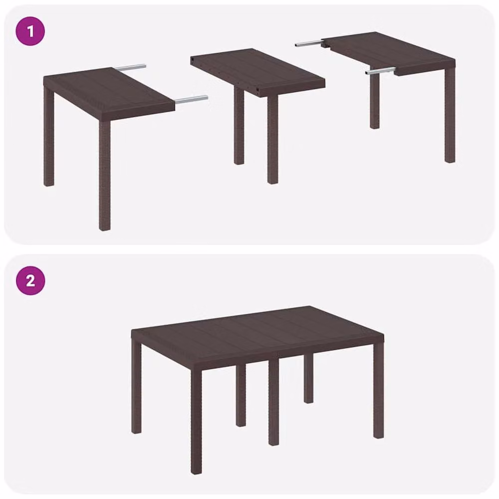 Berkfield Home Brown Poly Rattan Extendable Garden Table W/D/H: 150 x 100 x 73 cm – 7