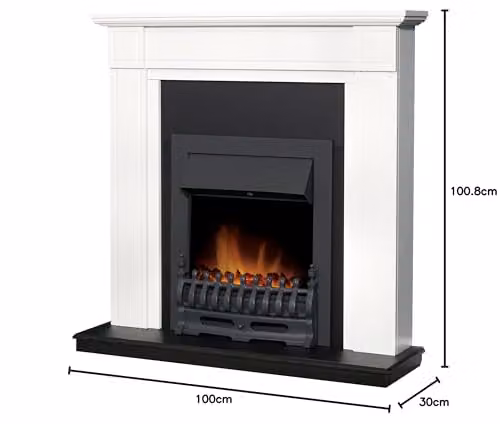 Adam Fires & Fireplaces Adam Georgian Fireplace in Pure White and Black with Blenheim Electric Fire in Black, 39 Inch – 5