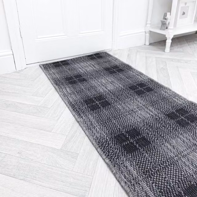 runrug Plaid Reversible Carpet Runner Rug in Black, W/D/H: 60 x 180 cm – 1