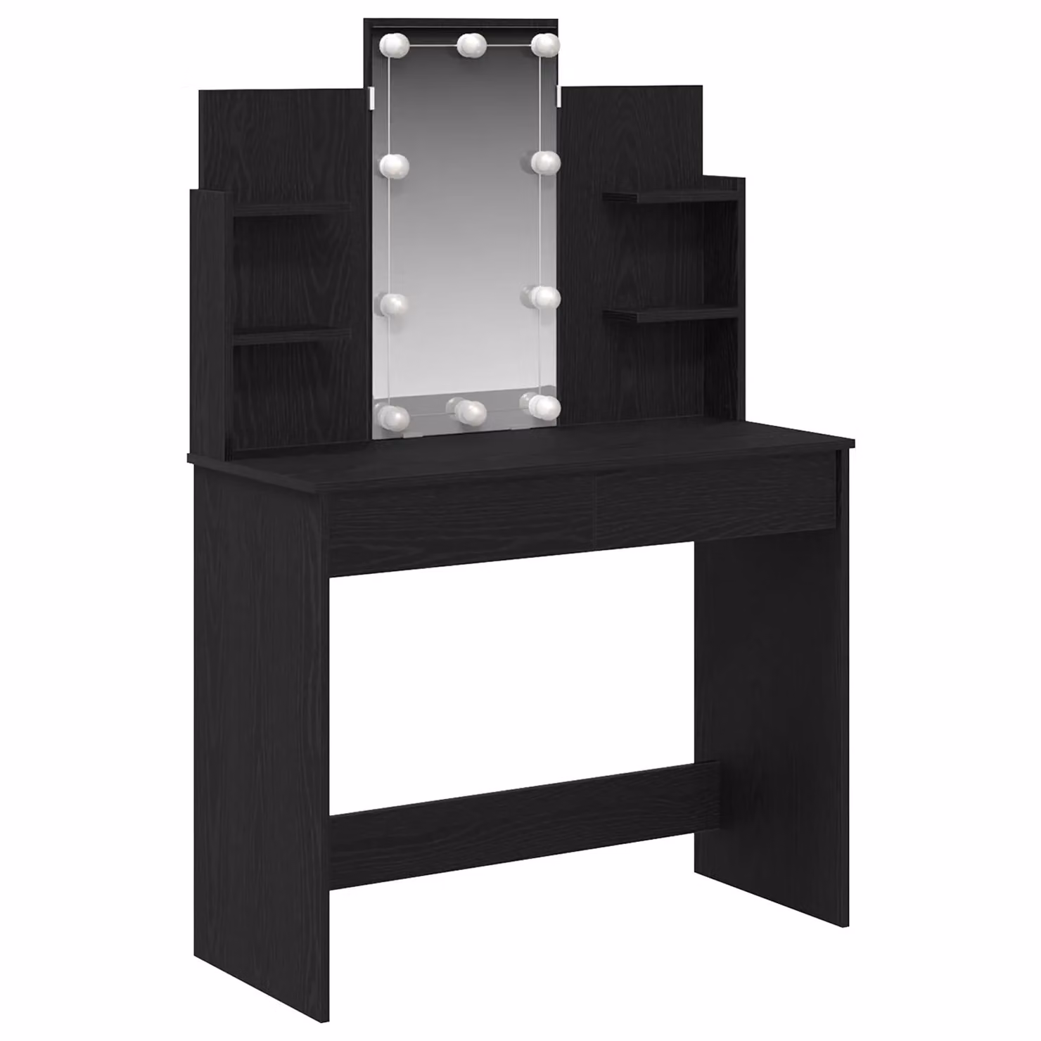 Berkfield Home Black Oak Dressing Table with Hollywood LED Lights W/D/H: 96 x 40 x 142 cm – 2