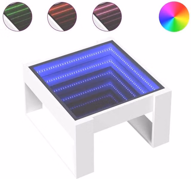 Berkfield Home Infinity LED Coffee Table in White, W/D/H: 50 x 53 x 30 cm