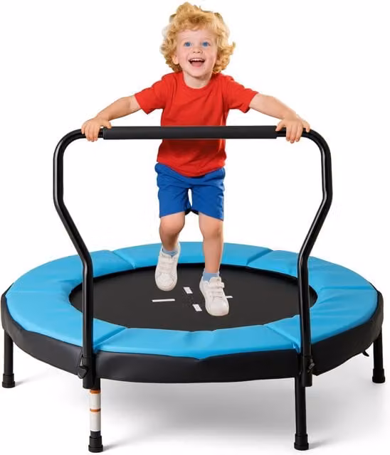 COSTWAY Blue Weatherproof UV Mini Trampoline with Foam Padding