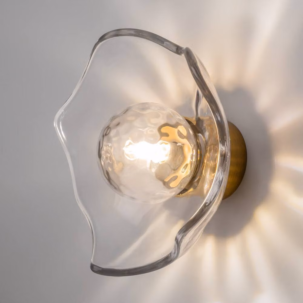 Netlighting Miracle Modern Round Wall Lamp in Gold and Brass with Transparent Glass Shade and G9 Socket – 2