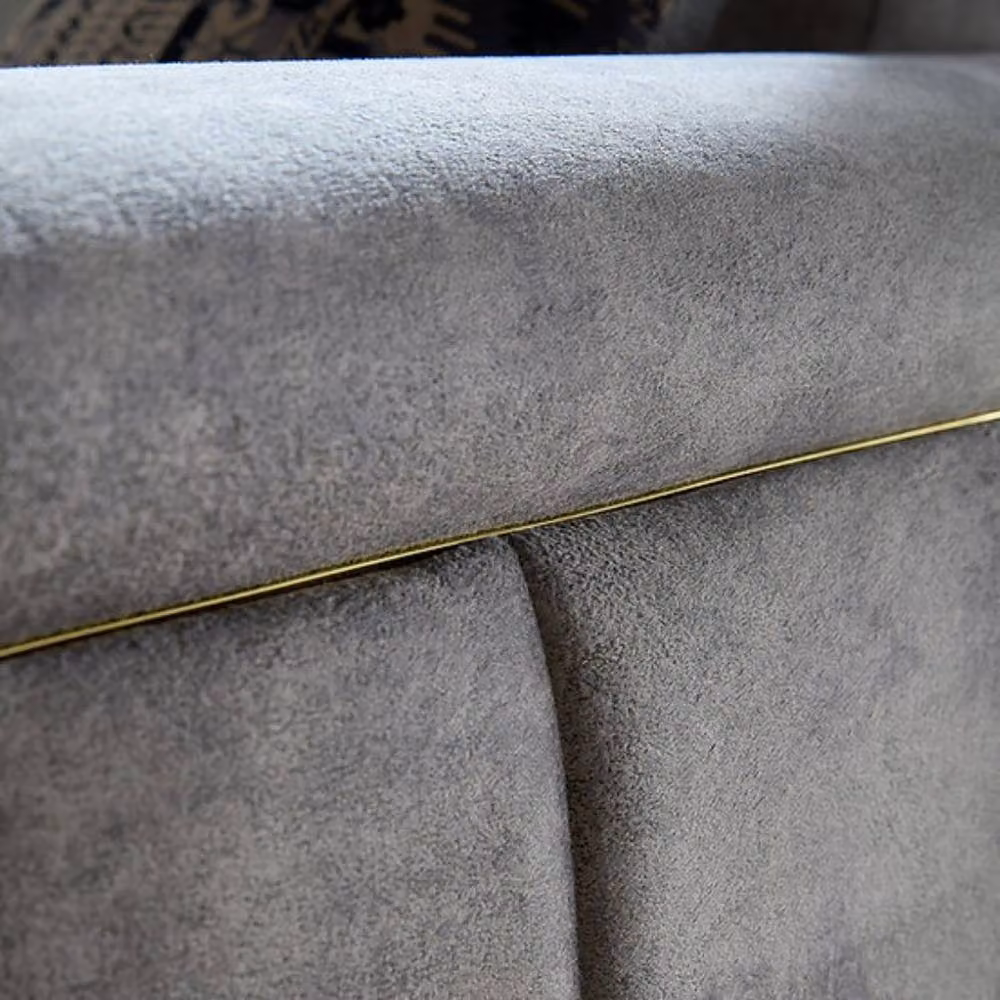Stratus Interiors Madrid Oakland 3 Seater Fabric Sofa in Grey with Gold Metal Legs – 3