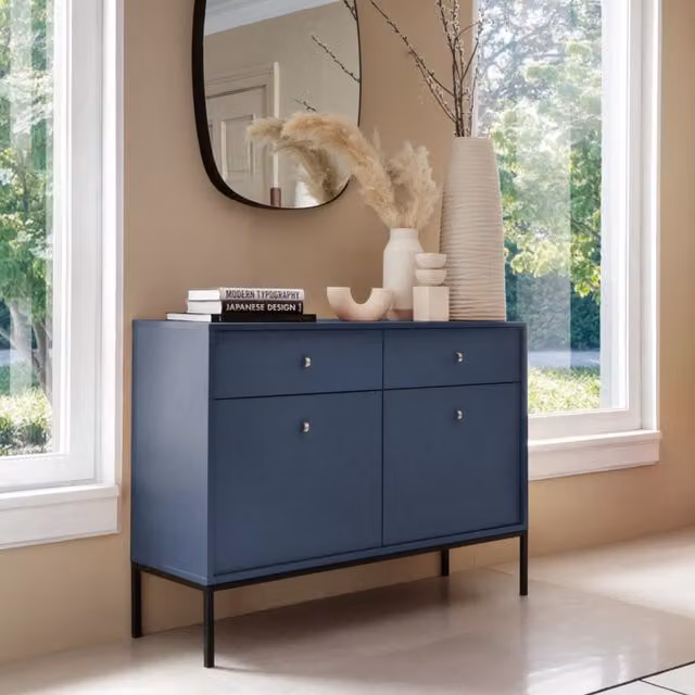 Abakus Direct Mono Scandinavian 2 Door and 2 Drawer Sideboard in Blue