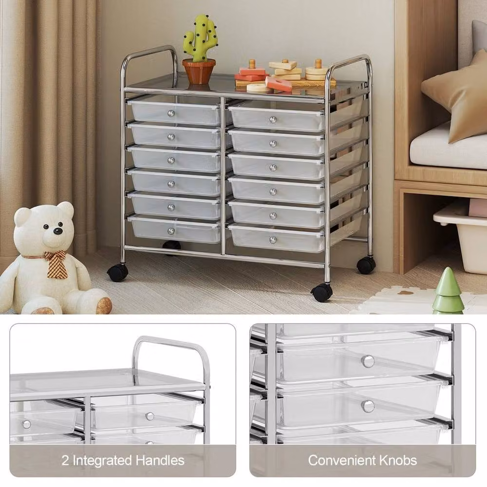 Kelvenix 12 Drawer Multi-Purpose Utility Cart in Transparent – 3