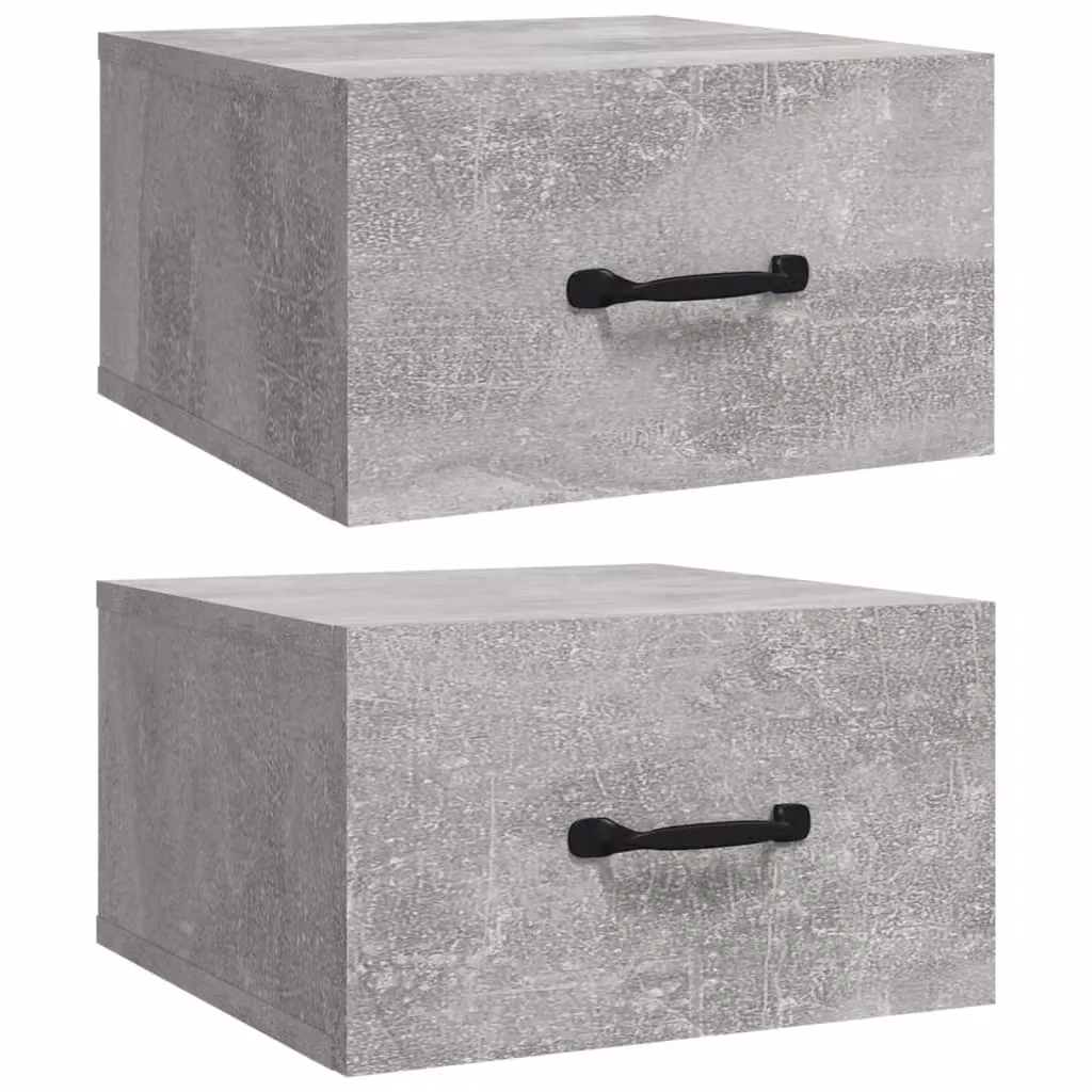 Berkfield Home Wall-mounted Bedside Cabinets, 2 Pack, Concrete Grey, W/D/H: 35 x 35 x 20 cm – 1