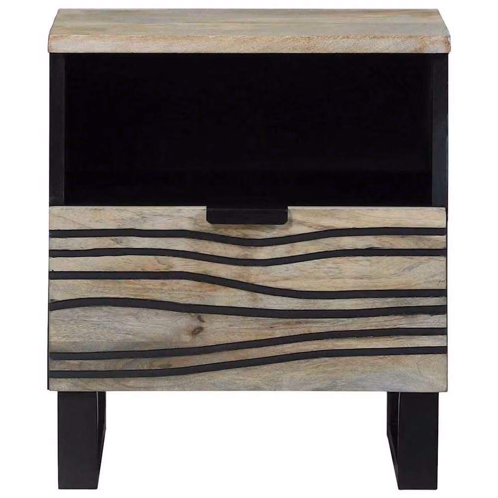 Berkfield Home Set of 2 Bedside Tables in White, Black and Multicolour, W/D/H: 40 x 33 x 46 cm – 4