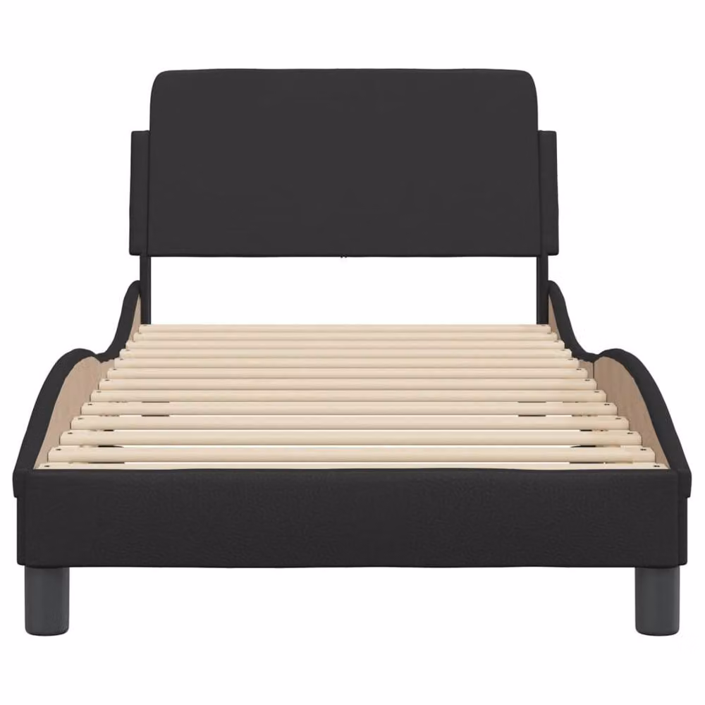 Berkfield Home Single Upholstered Bed Frame in Black Faux Leather, W/D/H: 90 x 190 cm – 3