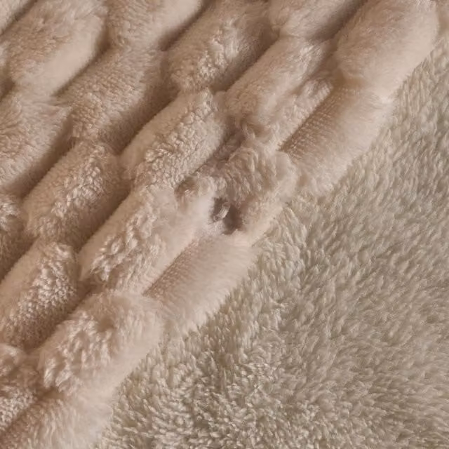 OHS Waffle Fleece Duvet Cover Set in Cream and Beige