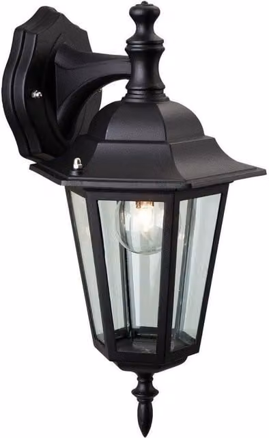 Netlighting Black 6 Panel Outdoor Lantern Downlight with Transparent Glass and E27 Socket, IP43 Rated