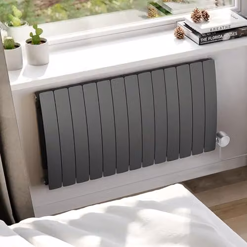 Terma Bergamo E Electric Radiator with Wifi and App Control, Graphite Grey, W: 104.0 cm, H: 59.0 cm