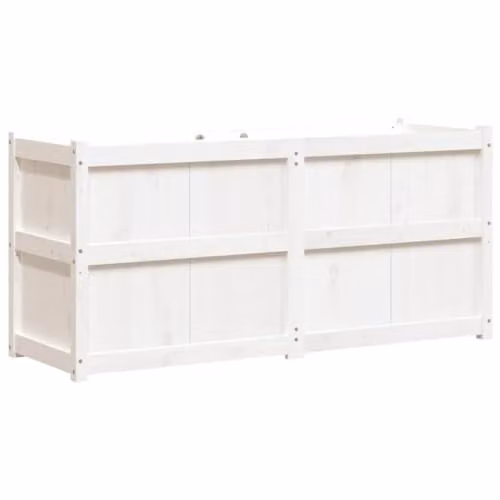 vidaXL White Wooden Raised Garden Planter in Rustic Pine, W: 150 cm, D: 50 cm, H: 70 cm