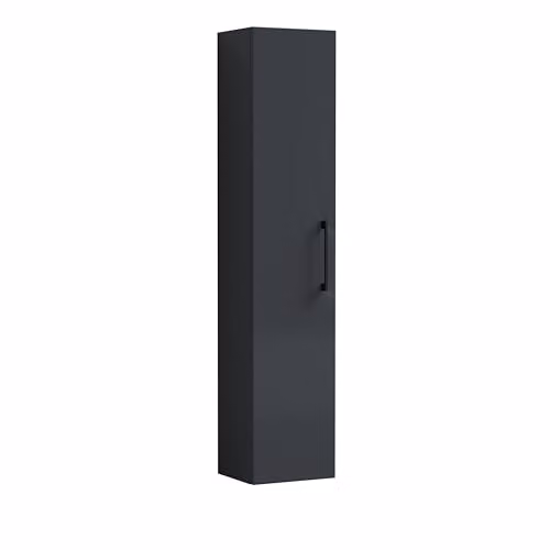 Balterley Modern Wall Hung 1 Door Tall Bathroom Storage Unit in Matt Satin Dark Grey with Black Handle, H x W x D: 143.3 x 30.0 x 23.5 cm – 4