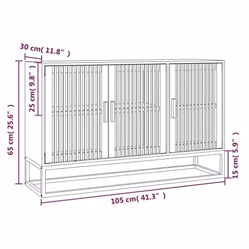 vidaXL Revera Black Matt Sideboard in Multilayer Wood, W/D/H: 105 x 30 x 65 cm – 2