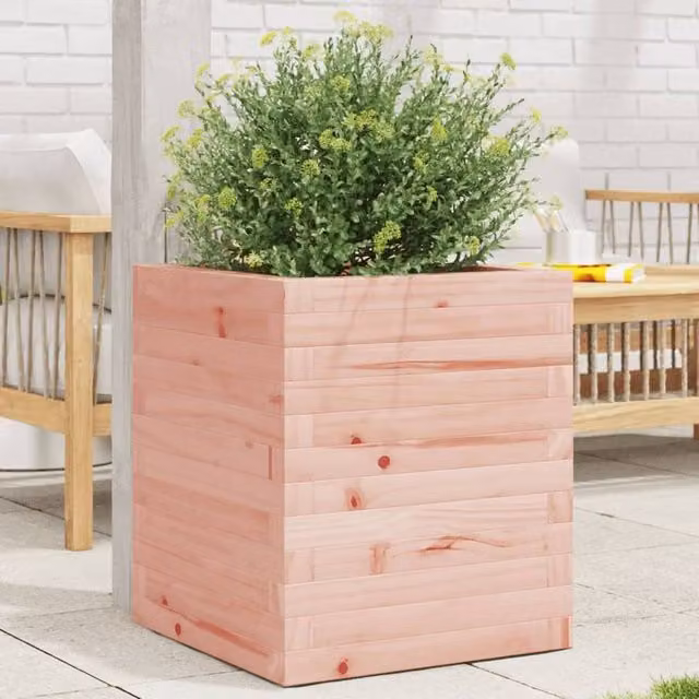 Berkfield Home Garden Planter in Brown Solid Wood, W/D/H: 40 x 40 x 46 cm