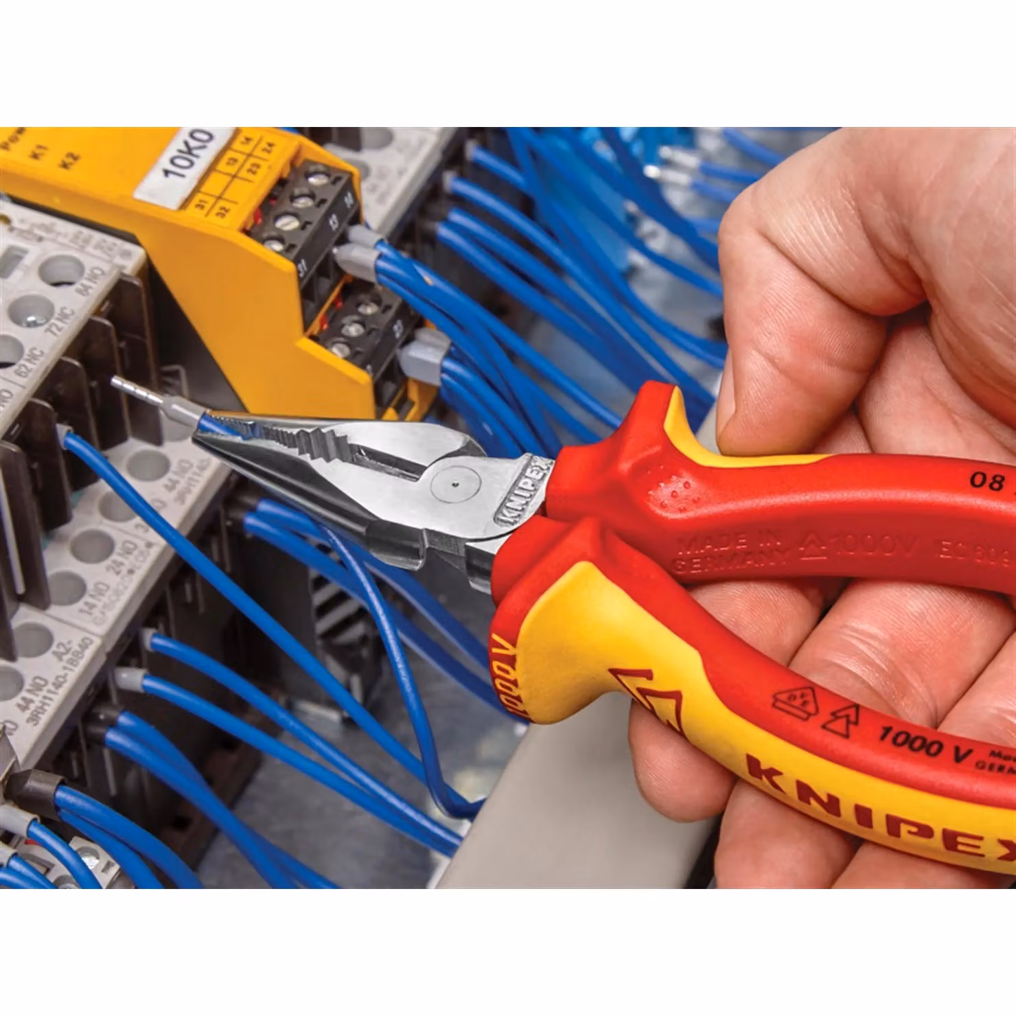 Knipex VDE High Leverage Long Nose Pliers in Red and Multicolour, 145 mm – 2