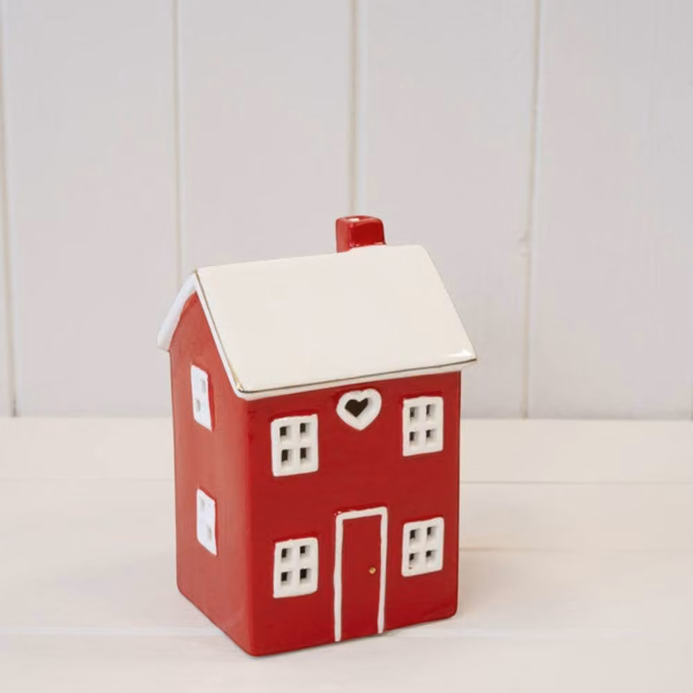 Four Candle Red Ceramic LED Heart House Tabletop Decoration – 2