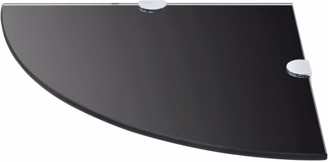 Berkfield Home Modern Black Glass Corner Shelf with Chrome Supports W/D: 35 x 35 cm – 1