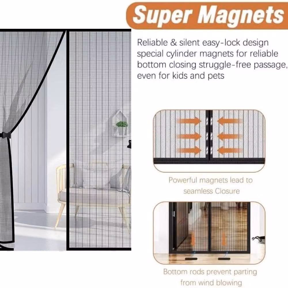 Havendro Magnetic Screen Door in Black, W/H: 90 x 210 cm – 4