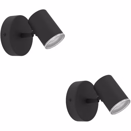 Loops Black GU10 Ceiling Spotlight Pack of 2, IP44 Rated Modern Bathroom Light Fixture, Height: 11.5 cm – 1