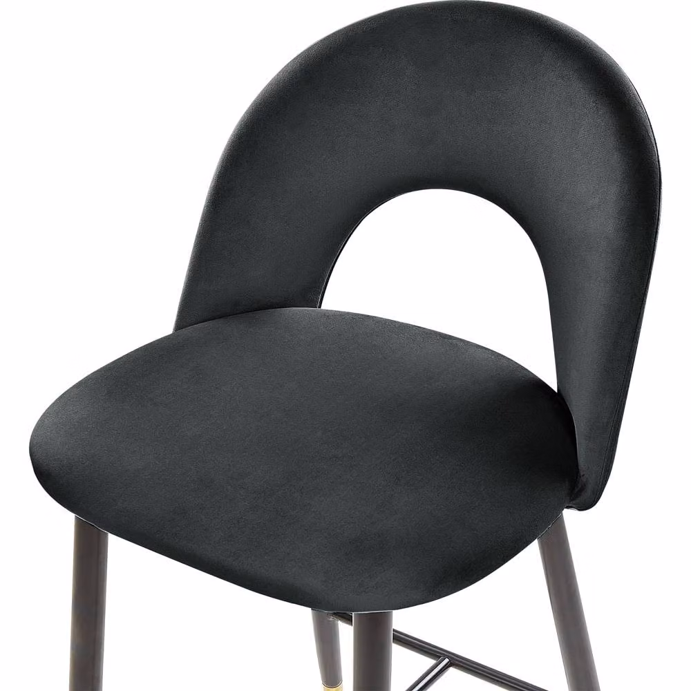 Wyld and Coco Black Velvet Bar Chairs 2-Pack with Gold-Ended Steel Legs – 4